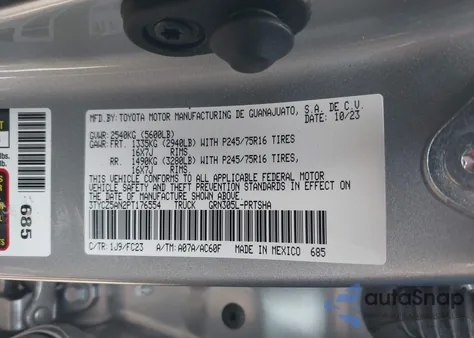 2023 Toyota Tacoma Sr5 V6 из США, поврежденный, VIN 3TYCZ5AN2PT176554